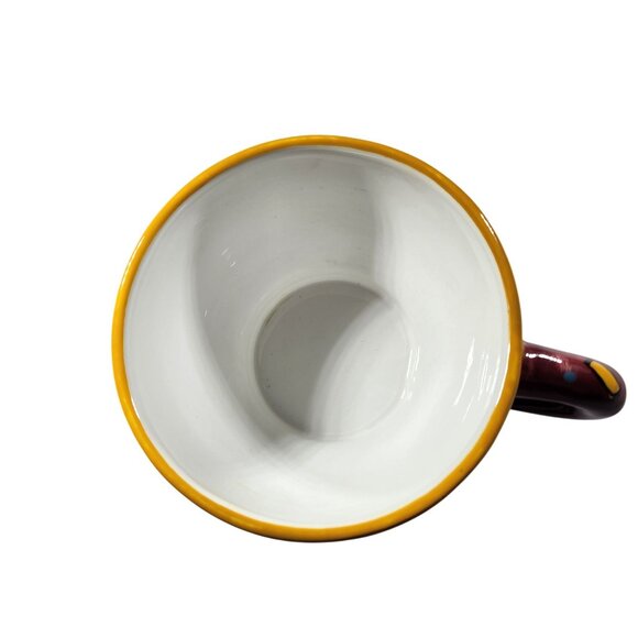 Hand Painted Bella Casa Ganz Stoneware Coffee Mug cup artsy abstract Geometric - Picture 3 of 5